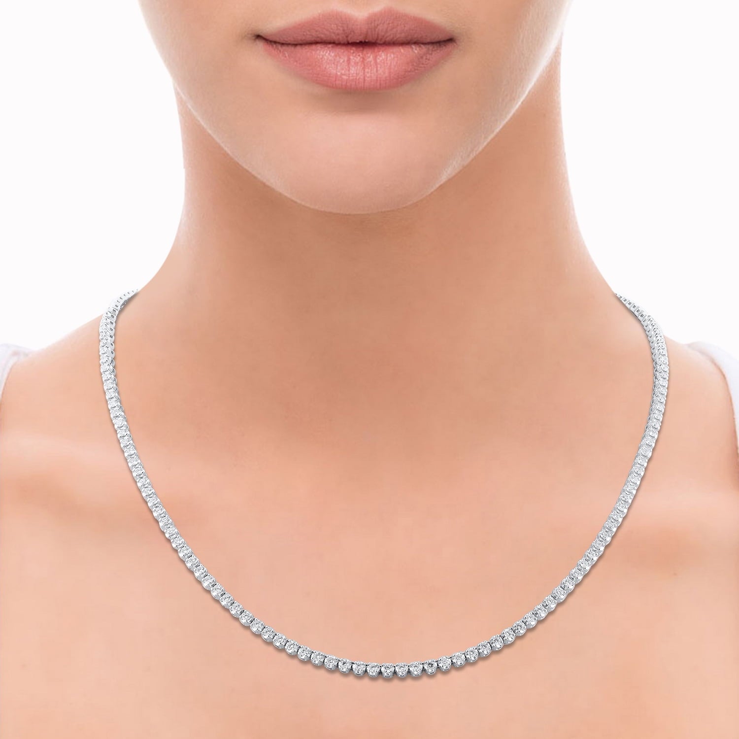 Brilliance Fine Jewelry 2 Carat t.w. Lab Grown Diamond Tennis Necklace, 10K White Gold Plated