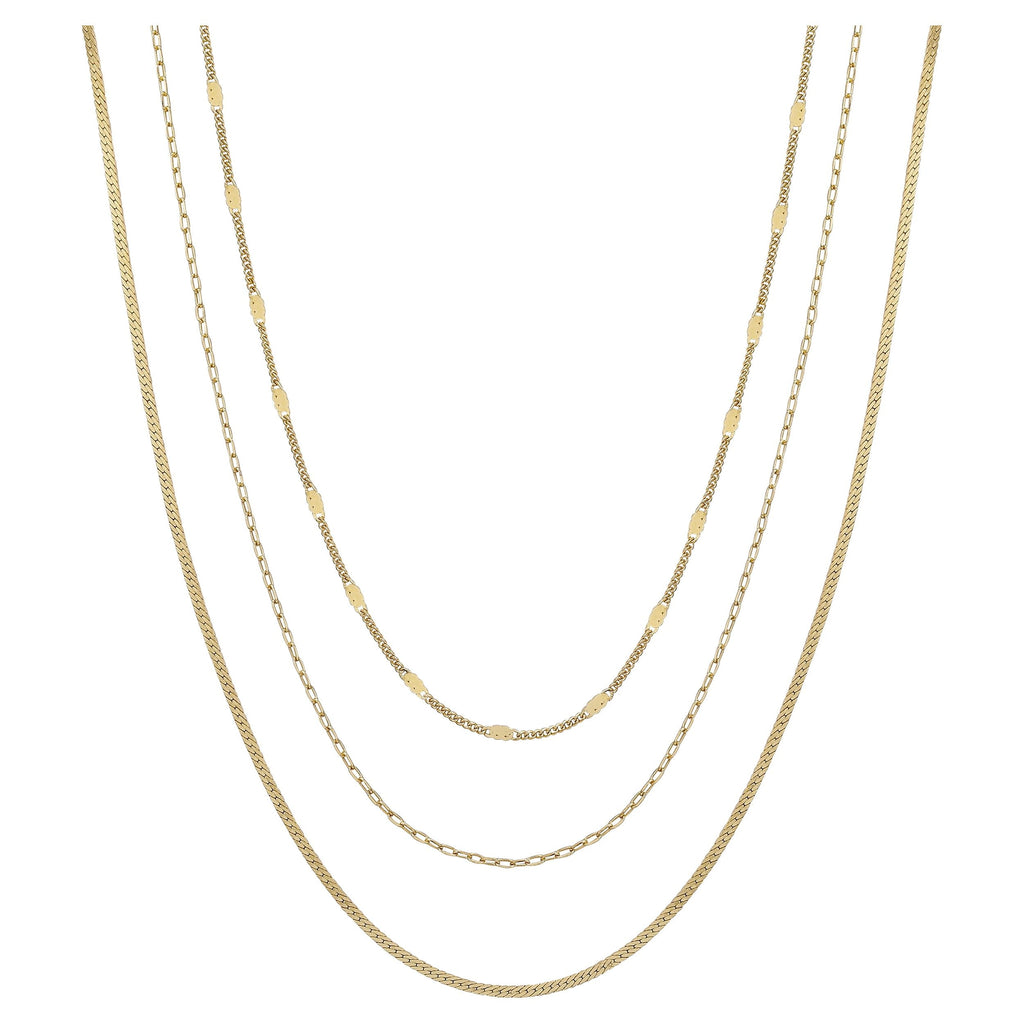 Believe by Brilliance Women's 14Kt Gold Flash Plated Multi-Length Chain Set, 16+2", 18+2", 20+2" Extender