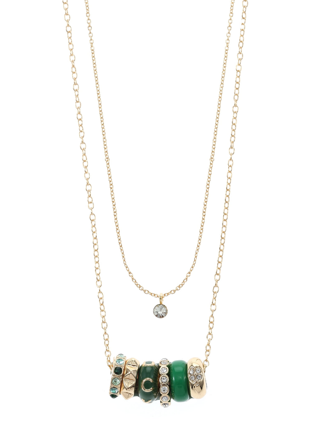 Time and Tru Women's Goldtone Round Charm Necklace, "Luck" Pink/Purple, 1 Piece