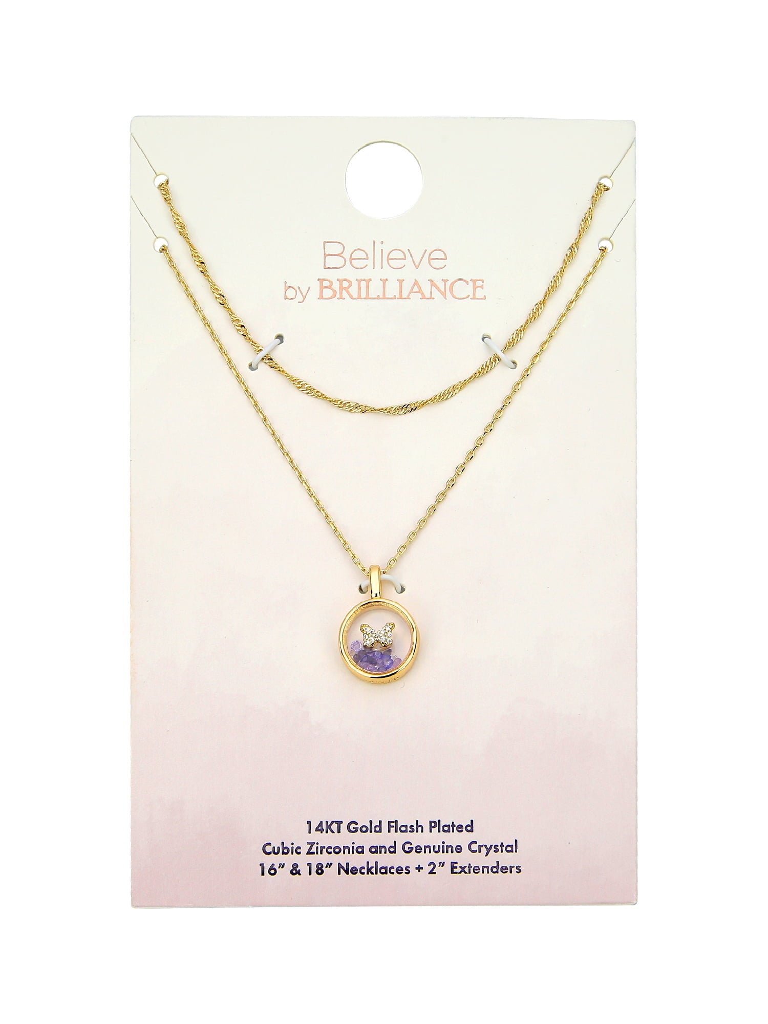 Believe by Brilliance Crystal and Cubic Zirconia Round Shaker Necklaces in 14KT Gold Flash Plated